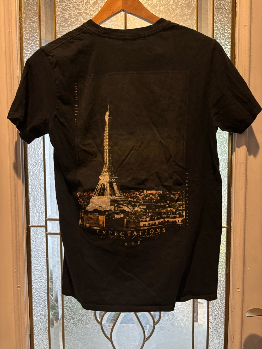 PrettyLittleThing Black Tee with Orange & Cream Eiffel Graphic